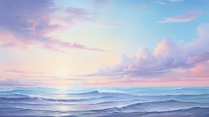Morning Serenity Dawns Palette Over Calm Seas. Generative AI