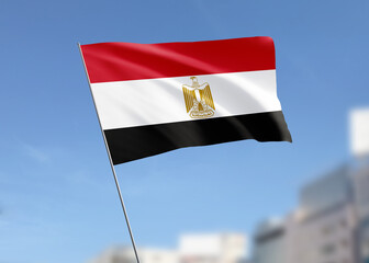 Egypt flag waving in the wind.
