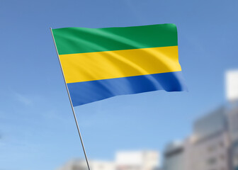 Gabon flag waving in the wind.