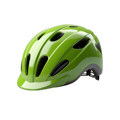 Fototapeta premium Green Bicycle Helmet Isolated on Transparent or White Background, PNG