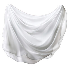 White Bridal Veil Isolated on Transparent or White Background, PNG