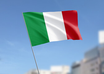 Italy flag waving in the wind.