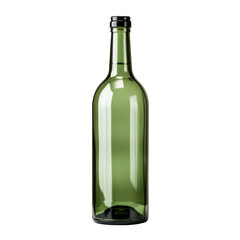 Green Glass Wine Bottle Isolated on Transparent or White Background, PNG