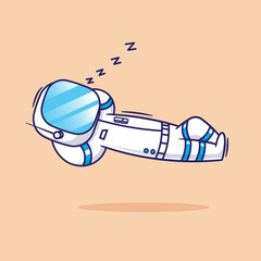 Flat cartoon vector of floating astronaut who has sleeping. science technology element set