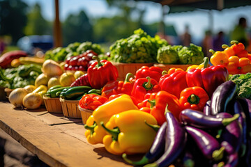 Fresh Organic Produce on Display at a Local Farmers Market