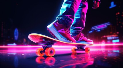 Skater riding a skateboard close-up