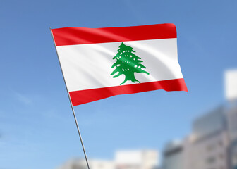 Lebanon flag waving in the wind.