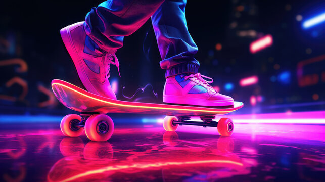 Skater riding a skateboard close-up