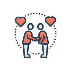 Color illustration icon for relationship 