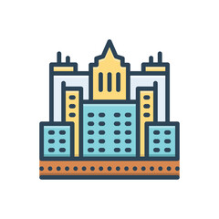 Color illustration icon for town 