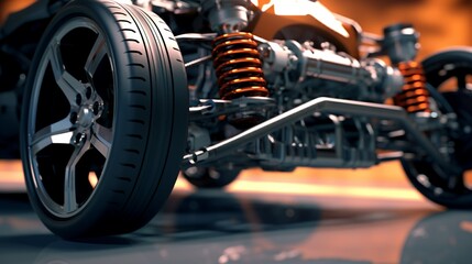 Front Steering and Suspension Ai Generative - obrazy, fototapety, plakaty