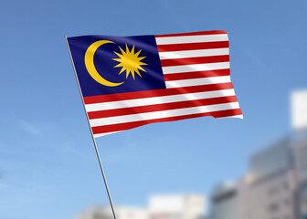 Malaysia flag waving in the wind.