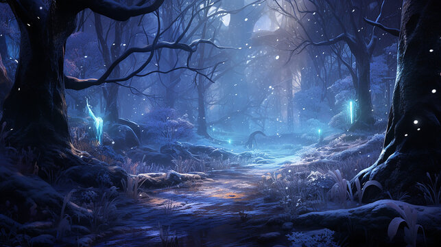 free area in winter glittering magic woods
