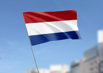 Netherlands flag waving in the wind.
