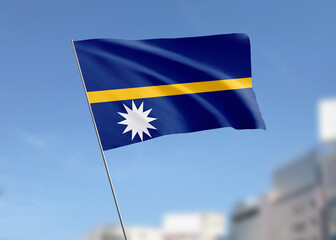 Nauru flag waving in the wind.