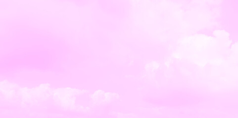 Pink sky with clouds. Vector background.