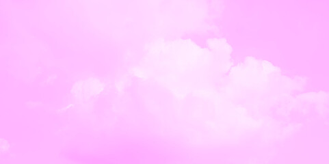 Pink sky with clouds. Vector background.