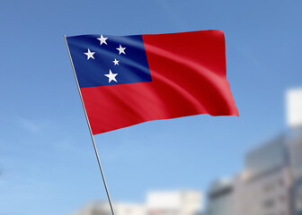 Samoa flag waving in the wind.