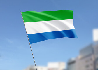 Sierra Leone flag waving in the wind.