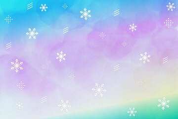 背景画像 バックグラウンド 手書き風 水彩画風 キャンバス 冬 クリスマス 雪の結晶 水色 青色 虹 - obrazy, fototapety, plakaty