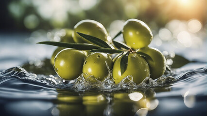 Olive in the water colour splash generated by AI