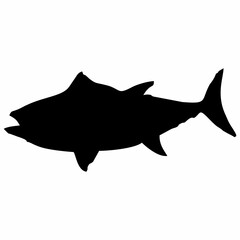 silhouette of a collection of black fish swimming