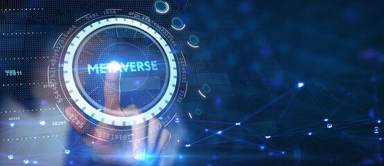 Metaverse virtual world, metaverse digital world intelligent futuristic interface technology.