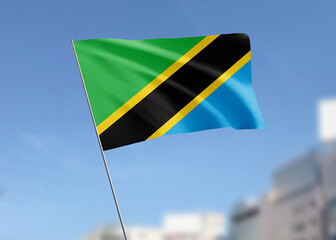 Tanzania flag waving in the wind.