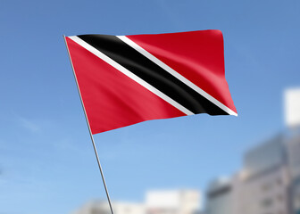 Trinidad and Tobago flag waving in the wind.