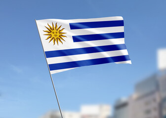 Uruguay flag waving in the wind.