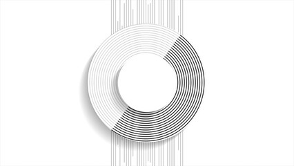 Black white circles and lines concept abstract tech background - obrazy, fototapety, plakaty