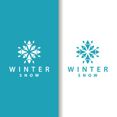 Snowflake Logo, Winter Season Design Frozen Ice Simple Model for Products and Technology