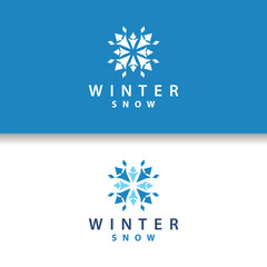 Snowflake Logo, Winter Season Design Frozen Ice Simple Model for Products and Technology