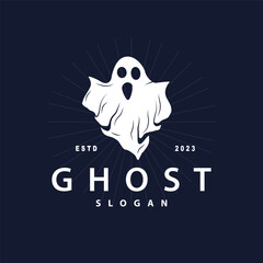 Spooky Fly Ghost Logo Simple Minimalist Vintage Scary Halloween Design
