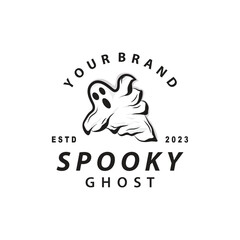 Spooky Fly Ghost Logo Simple Minimalist Vintage Scary Halloween Design