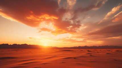 Fototapeta na wymiar Sunset in the Desert. Generative Ai