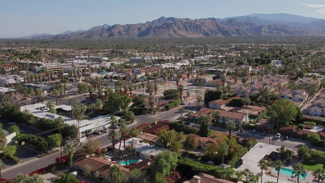 Aerial cityscape of downtown Palm Springs