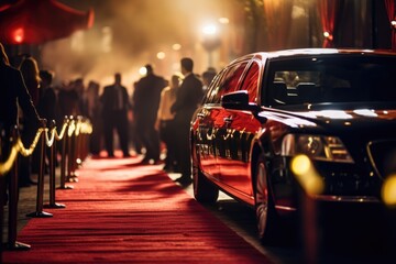 red carpet and limo - obrazy, fototapety, plakaty