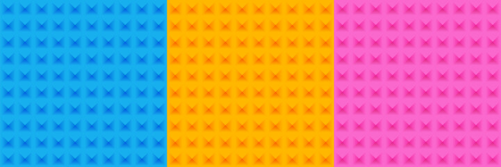 3D background collection. Blue, yellow and pink square backdrop set. Trendy texture banner template