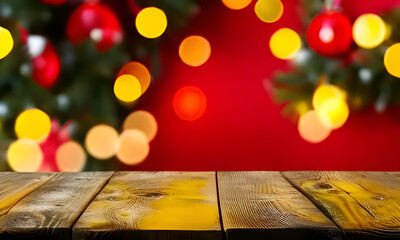 christmas wooden background with christmas tree,light,theam