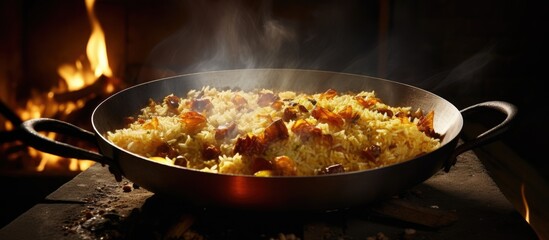 Making authentic pilaf involves frying chopped onions and meat in boiling oil, following a cauldron recipe.