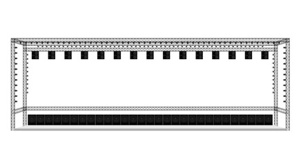 white stage and speaker with spotlight on the truss system on the white background	