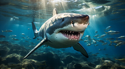 a majestic shark underwater
