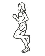 A Woman Start Running Action Marathon Runner Cartoon Sport Graphic Vector