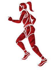 A Woman Start Running Action Marathon Runner Cartoon Sport Graphic Vector