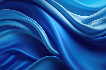 Obraz premium abstract blue background with smooth wavy silk or satin texture, Abstract background with a 3D wave blue gradient silk fabric, AI Generated