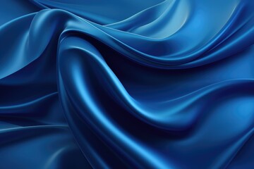 Obraz premium abstract blue background with smooth wavy silk or satin texture, Abstract background with a 3D wave blue gradient silk fabric, AI Generated