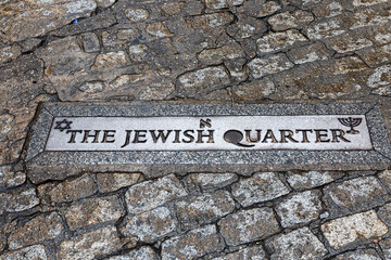 Metal plates on the street in jewish distinct in Toledo