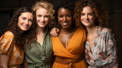 Fototapeta premium Diverse Women Body Positivity Group. Multicultural Femininity Variety