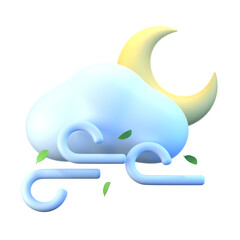 Obraz premium cloud moon wind 3D Illustration Icon Pack Element